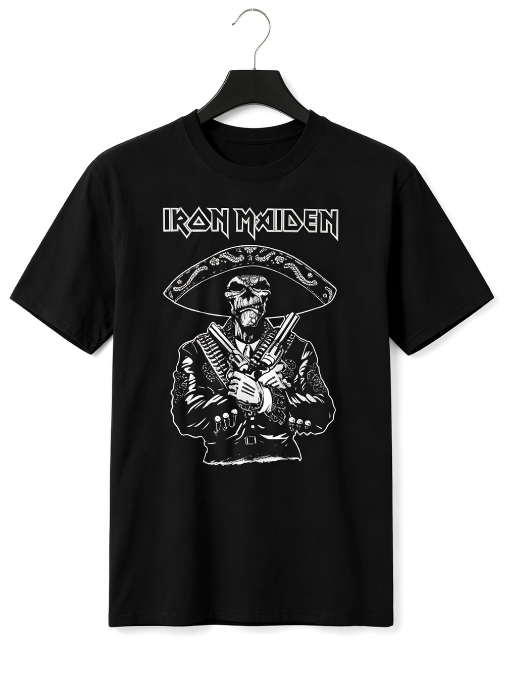 Iron Maiden Mexican Pistolero Graphics Womens Mens T-shirt Unisex